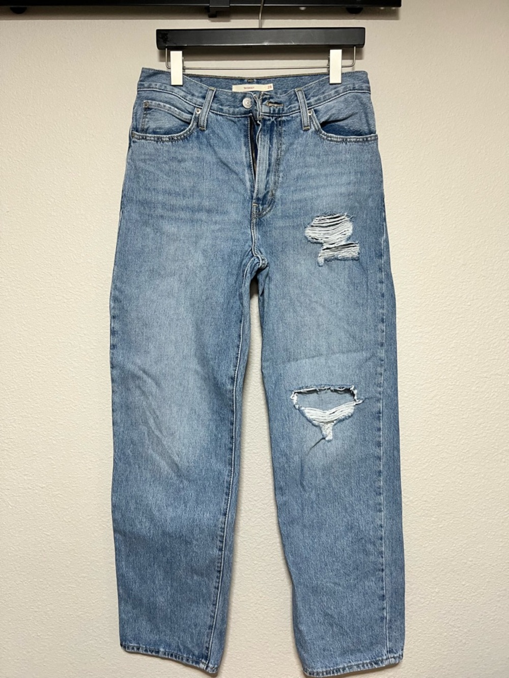 Levi's 94 Baggy Light Blue Straight Leg Ripped Jeans